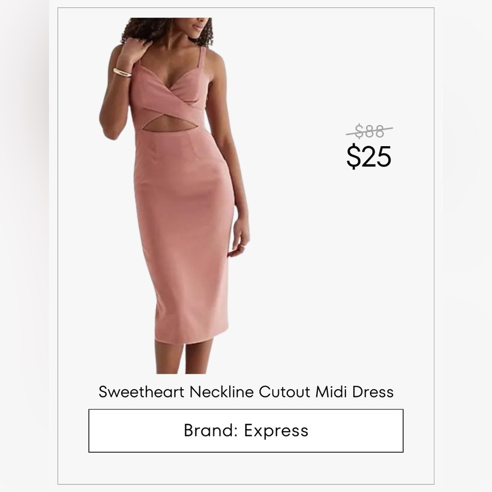Express Sweetheart Neckline Cutout Midi Dress in Antique Rose